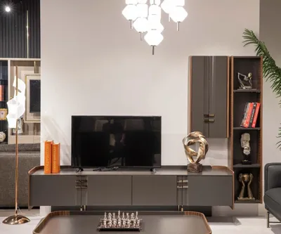 Produktbild von Wohnwänd tv Wand Holz Modern Regal Wohnzimmer Möbel Schrank rtv Mit Wandschrank