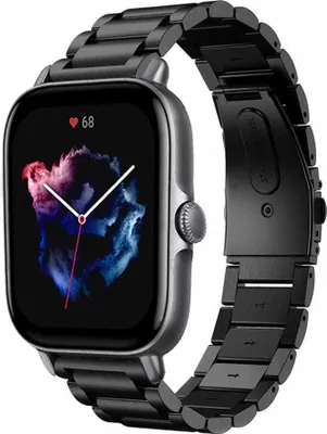 Produktbild von Strap-it Stahlarmband - Kompatibel mit Amazfit GTS 3 Armband Ersatzarmband Edelstahl - Gliederarmband mit Faltschließe - Hochwertiges Material - für Smartwatch 20mm Armband Schwarz