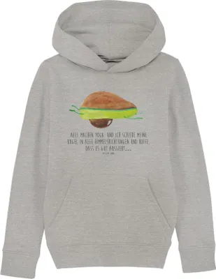 Produktbild von Mr. & Mrs. Panda Kinderpullover Avocado Yoga 5-6 Jahre (110/116) - Heather Grey - Geschenk, Haha, Sweater, Kapuzenpulli, Hilfe, Kinderbekleidung, Pullover, Sweatshirt