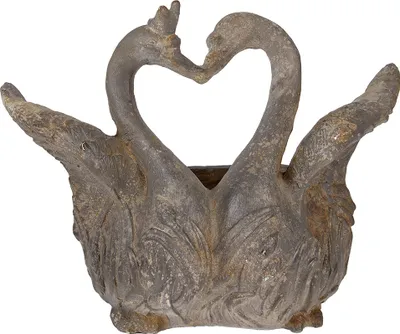 Produktbild von Clayre & Eef Blumentopf Schwan 49x27x37 cm Grau Keramikmaterial