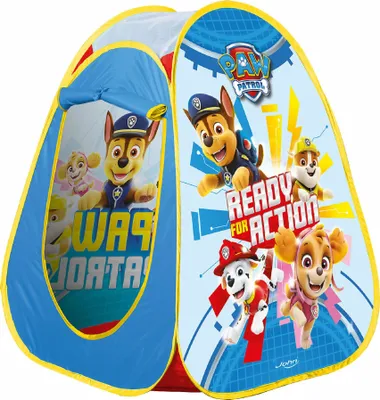 A pop-up play tent for children featuring characters from Paw Patrol.