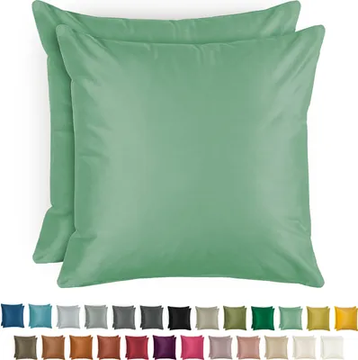 Produktbild von Blumtal 2er Set Kissenbezug 40x40 cm Samt - edler Kopfkissenbezug aus Samt, weiche Kissenhülle Velvet, Summer Green - Grün