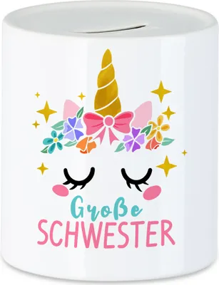 Produktbild von Große Schwester Spardose Einhorn Schwangerschaft Verkündung Geburt Big Sister Süßes Geschenk