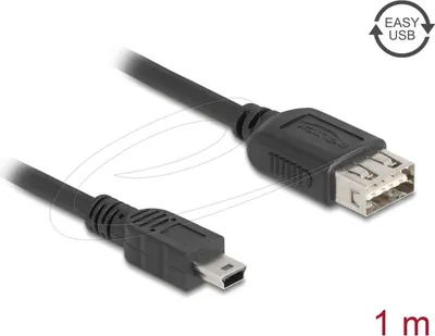 Obrázek produktu pro DeLOCK 81524, 1 m, Mini-USB B, USB A, USB 2.0, 0,48 Gbit/s, Černá