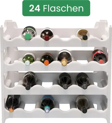 Produktbild von ARTECSIS Weinregal stapelbar Kunststoff für 24 Flaschen, Flaschenregal, Weiß