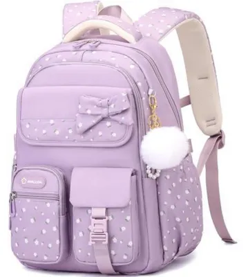 Immagine prodotto di Zaino per scuola, modello femminile, color lilla, idrorepellente, grande capacità, molti scomparti, leggero, comodo, ideale per il tempo libero