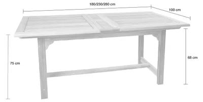 Produktbild von LC Garden »Riva« Teak Gartentisch Ausziehtisch Esstisch 3-fach ausziehbar 180/230/280 Ausziehtisch
