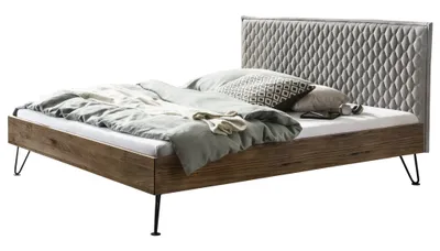 Produktbild von HASENA Designbett Sara Nussbaum Kopfteil grey 160x200