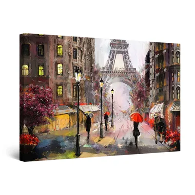 Produktbild von Startonight Obrazy Barevná ulice Paříže - Obrazy na plátně Moderní umění - Obrazy městské zdi XXL 80 x 120 cm, Obraz Den Noc