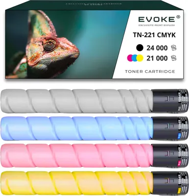 Immagine prodotto di 4x Toner per Konica Minolta TN221K / A8K-TN221B TN221K / A8K3150 CMYK = Nero + Blu + Rosso + Giallo | Sostituzione per C227 C287