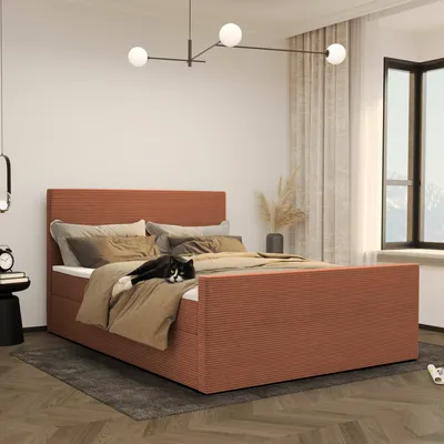 Produktbild von Kaiser Möbel Boxspringbett mit bettkasten und topper 120x200 cm VIESTA stoff Poso Ziegel H3