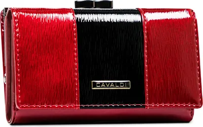 Productafbeelding van 4U Cavaldi Damesportemonnee van natuurlijk gelakt leer, rood, 14x9 cm