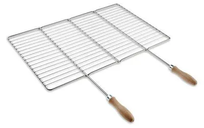Immagine prodotto di DEOS Griglia per barbecue in acciaio inox 50 × 30 cm con manici in legno