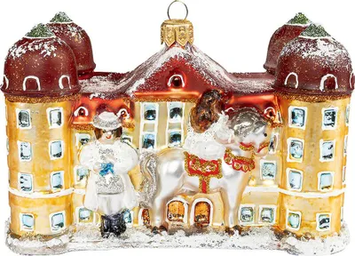 Produktbild von Christbaumschmuck "Drei Haselnüsse für Aschenbrödel" - Schloss Moritzburg (8cm) von Saico Seiffen