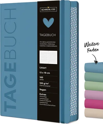 Produktbild von Korsch Notizbuch DIN A5 Aqua, 160 Seiten, liniert, Leinenstruktur, Farbschnitt, Gummiband, Lesebändchen