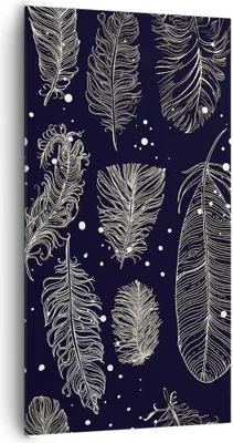 Produktbild von Bild auf Leinwand - Leinwandbild - Einteilig - Federn Grafiken Gliederung - 65x120cm - Wand Bild - Wanddeko - Wandbilder - Leinwanddruck - Bilder - Wanddekoration - Leinwand bilder - PA65x120-4244