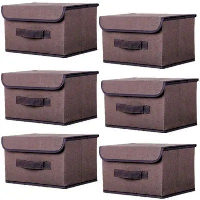 Stoffbox mit Deckel, faltbar, 26×19×16 cm, Curry