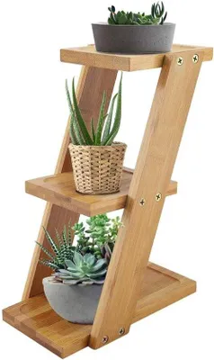 Productafbeelding van Famanu plantenstandaard met 3 niveaus voor potplanten - Natuurlijk en duurzaam
