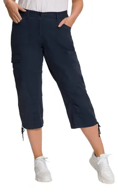Produktbild von Ulla Popken Damen große Größen Übergrößen Plus Size 7/8-Cargohose, Komfortbund M
