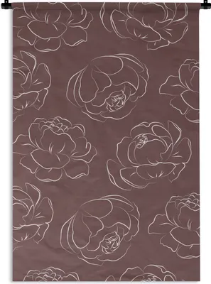 Produktbild von MuchoWow® Wandteppich Wandbehang Blumen - Muster - Rosen - Linienkunst 60x90 cm Tapisserie Dekoration Wandtuch - Foto-Teppich - Abwaschbar