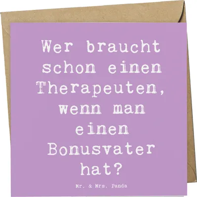 Produktbild von Mr. & Mrs. Panda faltkarte Spruch Bonusvater Liebe - Lavendeltraum - Geschenk, Therapeuten, anlasskarte, Elternteil, Klappkarte, emotionale Unterstützung, Verwandte