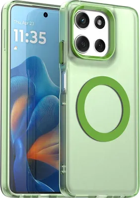 Produktbild von MagSafe Hülle für Motorola Moto G56 - Phonesta HardFrost Semi-Transparent Back Cover - Matt Grün