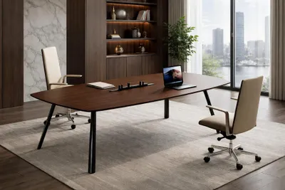 Produktbild von Stilvoller Brauner Schreibtisch Designer Büroeinrichtung Holztisch