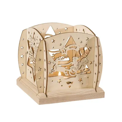 Obrázok produktu pre Lampión "Otec Vianoc na saniach" prírodný ŠxVxH 12x12x12cm NOVINKA