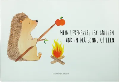 Produktbild von Mr. & Mrs. Panda Schneidebrett Igel Grillen - Weiß - Geschenk, Spruch, Lustige Sprüche, Motivation, Ziele, Servierplatte, Arbeitslos, schneidbrett, Hackbrett