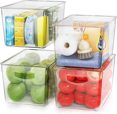 Obrázek produktu pro Průhledné plastové boxy, stohovatelné, velké, do kuchyňské spíže
