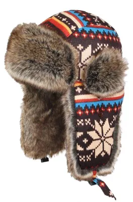 Produktbild von Russische Mütze Ushanka Gestrickt Fliegermütze S Mehrfarbig