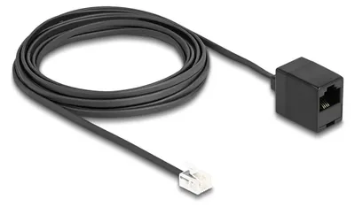Productafbeelding van Delock telefoonkabel, RJ11-connector naar RJ45-aansluiting, zwart, 5 meter