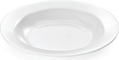A white plate on a white background.