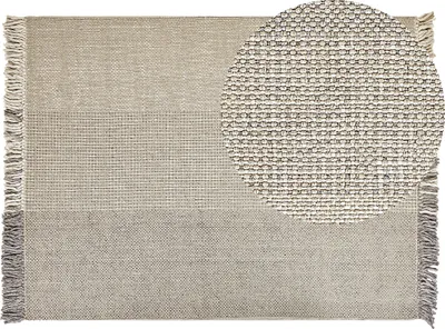 Produktbild von BELIANI Teppich Hellgrau Wolle 160 x 230 cm Rechteckig Handgewebt Farbverlauf Kurzflor mit Fransen Boho Wohnzimmer Schlafzimmer Esszimmer Flur