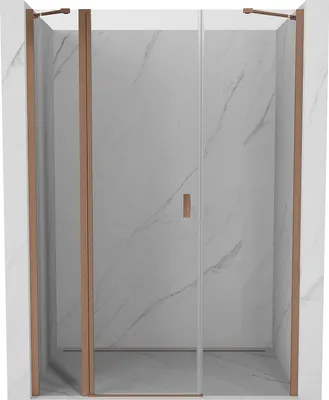 Image de Porte de douche battante Mexen Mist 145 cm, transparente, cuivre brossé - 8A4-145-001-65-00