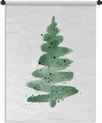 Produktbild von MuchoWow® Wandteppich Wandbehang Illustration - Weihnachtsbaum 60x80 cm Tapisserie Dekoration Wandtuch - Decke - Wandtücher - Wohne