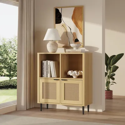 Zdjęcie produktu dla Komoda „Lukhomso” z 2 drzwiami, 85 x 75 x 30 cm, imitacja dębu