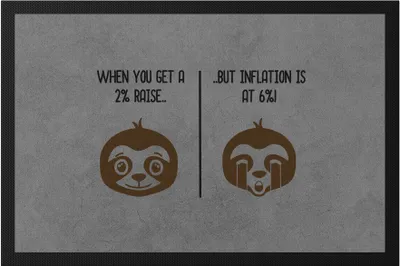 Produktbild von When You Get A 2 % Raise But Inflation Is At 6 % Fußmatte Faultier Inflation Geld Gehaltserhöhung Inflation Humor
