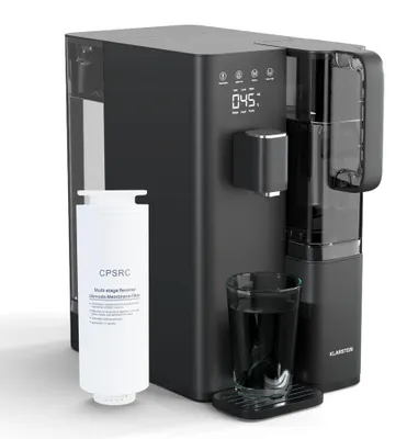 Obrázek produktu pro Systém reverzní osmózy Klarstein VitalPour – 5stupňový vodní filtr pro osmózu, horká voda za 3 sekundy, 5l nádrž a 1,5l konvice, 5 teplotních stupňů, dotykový displej, dětská pojistka, snadná instalace