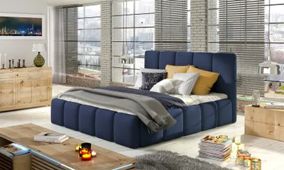 Produktbild von Polsterbett Doppelbett VERONA Set1 Polyesterstoff Dunkelblau 120x200cm