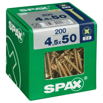 Immagine prodotto di Set di 200 viti in acciaio a testa svasata pozidriv SPAX, Diam.4,5 mm x L.50 mm