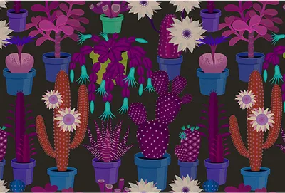 Produktbild von Tadessi Fototapete | Blumen | 4.00 m x 2.70 m | Lila | Blau | Wandbild | Digitaldruck