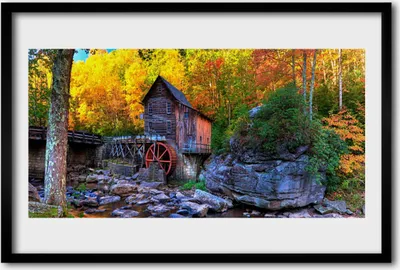 Produktbild von Bild 60x40 MDF-Rahmen Wandkunst Watermill Herbstwald