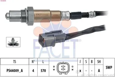 Produktbild von FACET Lambdasonde für HYUNDAI i10 (IA) nach-Kat Beheizt Planarsonde 570mm 10.8344
