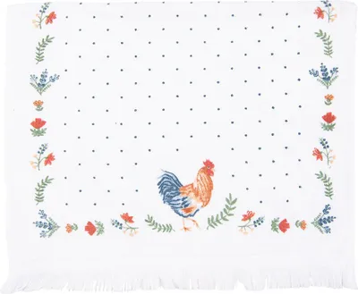 Produktbild von Clayre & Eef Gästehandtuch 40x66 cm Weiß Grün Baumwolle Hahn