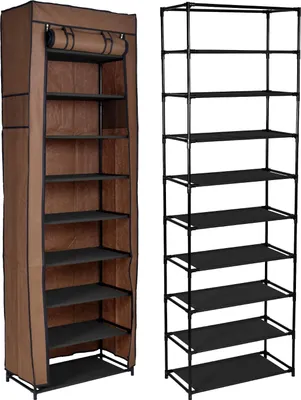 Produktbild von Textiler Schuhschrank Lea - Dunkelbraun, 9 Fächer