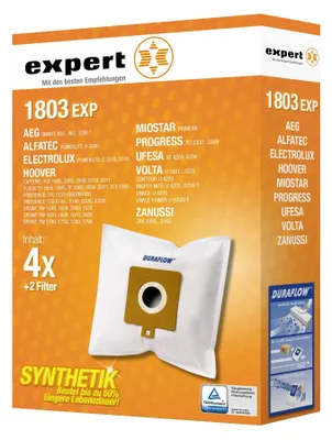 Produktbild von AEG 1803 EXP, Staubbeutel, Zylinder-Vakuum, Weiß, Synthetisch, Jede Marke, AEG smart 450 - 487, 3306.1