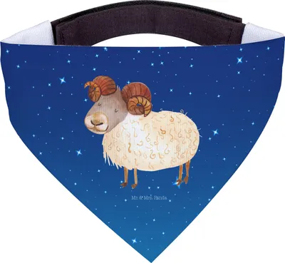 Produktbild von Mr. & Mrs. Panda Bandana Sternzeichen Widder - Sternenhimmel Blau - Geschenk, Dreieckstuch, Hunde Hals Tuch, Hundehalstuch, Geburtstag März, Halstuch Für, April, Bock