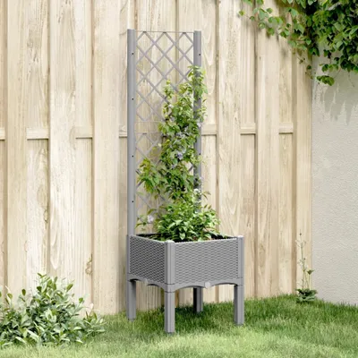 Produktbild von "Spring Sale"Pflanztopf/Blumenkübel Moderne - Pflanzkübel - Blumentopf mit Rankgitter Hellgrau 40x40x142cm PP Promotion141082 - Beete