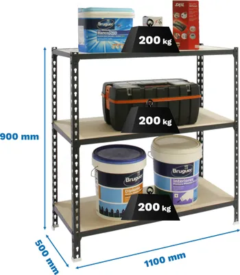 Immagine prodotto di MADERCLICK SUPERPLUS 3/500 900 Scaffalatura metallica ANTRACITE/MAD